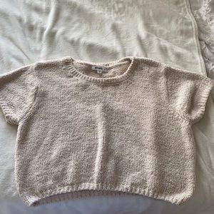 Missguided fuzzy popcorn cropped shirt, size US 14, color tan
